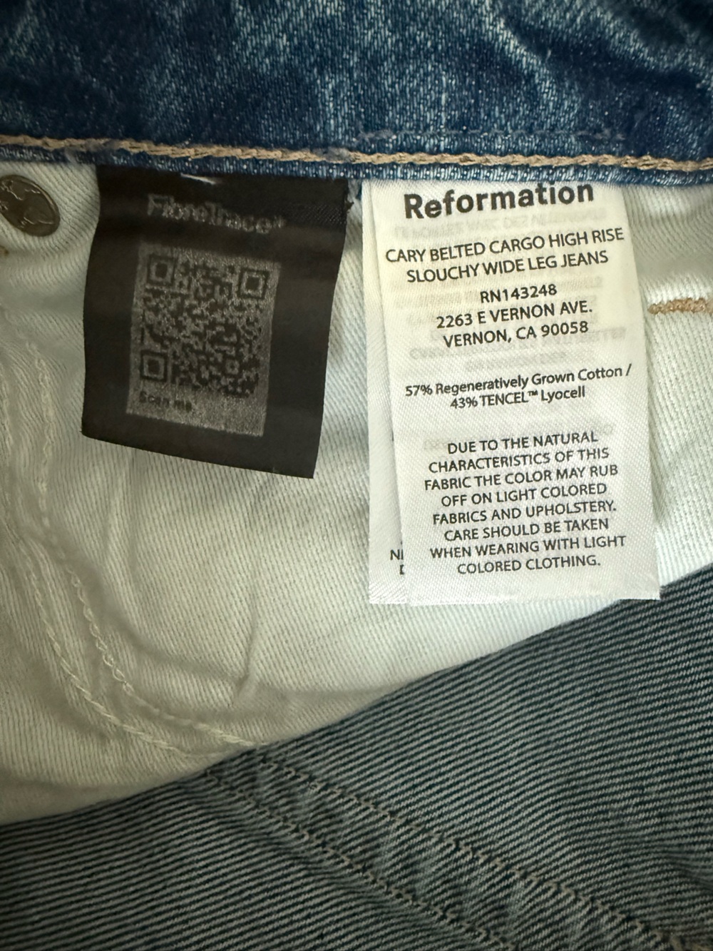 Reformation Cary Cargo High Rise Slouchy Wide Leg Jeans Size 29 Medium Wash - Picture 10 of 10